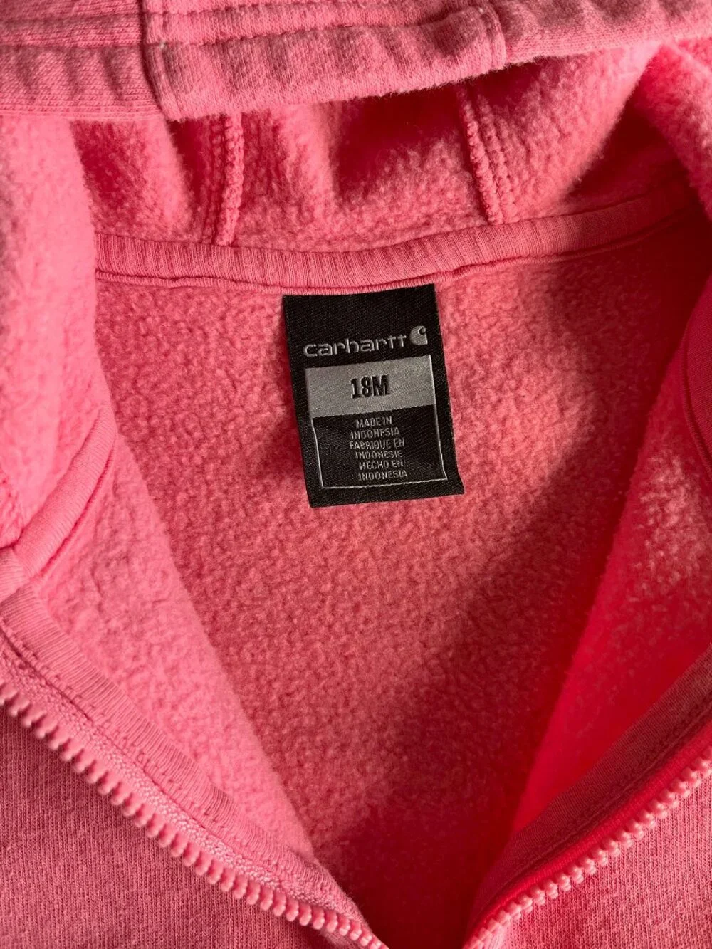 Carhartt pink half-zip hoodie 18m